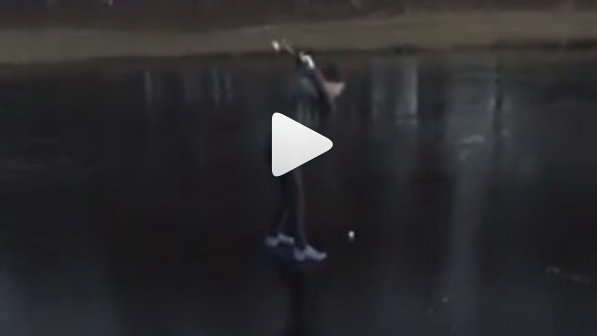 WATCH: golfer plays from frozen lake...and epically fails